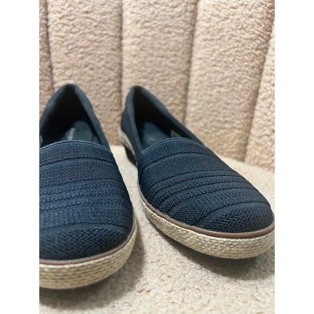 Grasshoppers Womens Black Knit Espadrille Slip On Loafers Memory Foam Flats 8.5